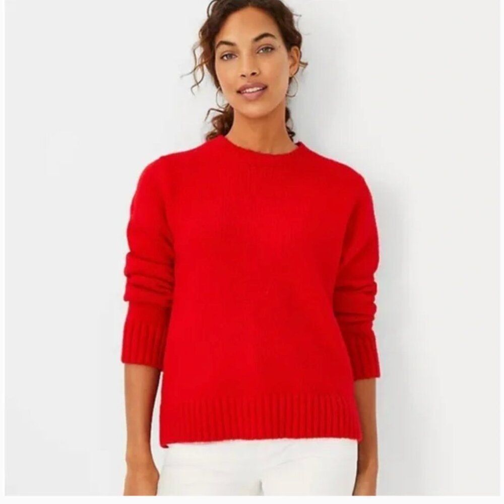 A New Day Oversized Soft Knit Crewneck Sweater Red Medium
